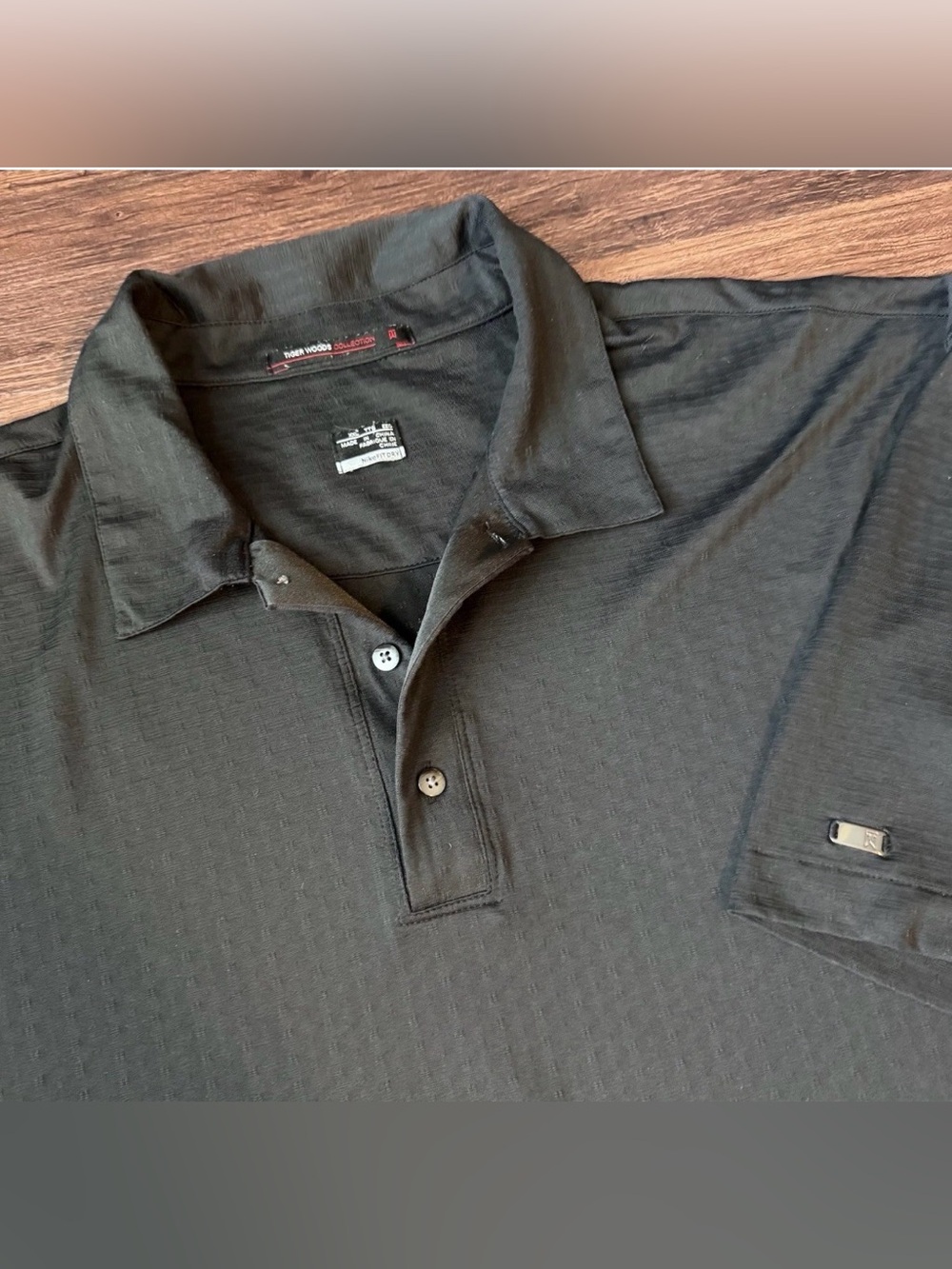 Nike Polo Shirt Mens 2XL Tiger Woods Dri-FIT Black Golf Performance Short Sleeve